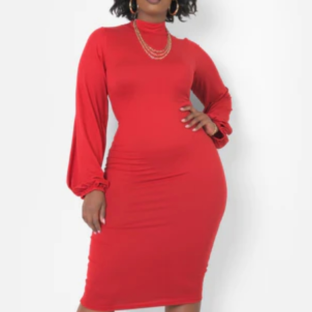 Red Maxi Dress long sleeve